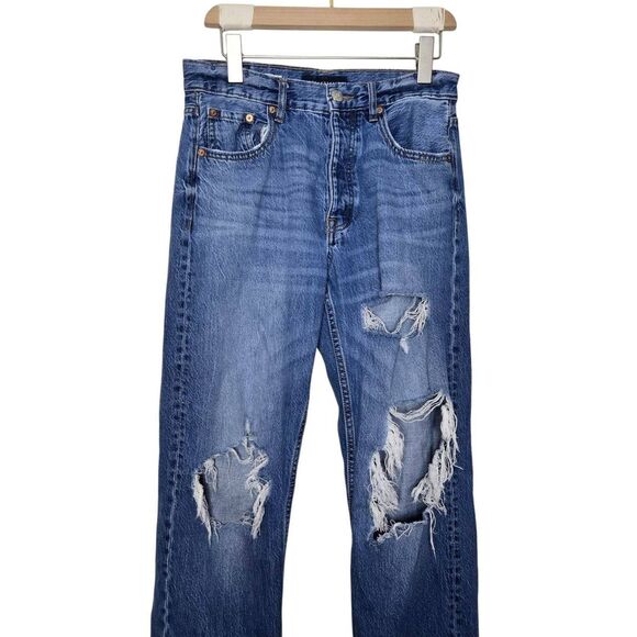 Abercrombie 90's Baggy Jeans Size 6 Distressed Blue - Picture 2 of 8